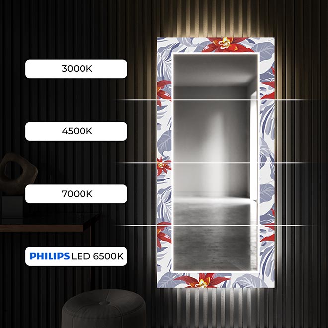 Just touch the switch to quickly and intuitively turn the LED backlight on or off in your decorative mirror!