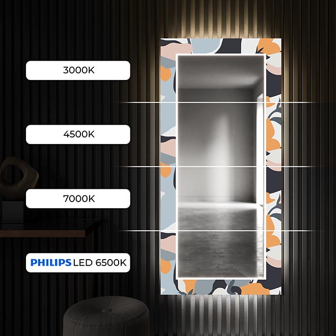 Just touch the switch to quickly and intuitively turn the LED backlight on or off in your decorative mirror!