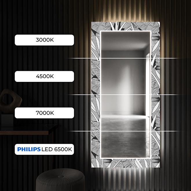 Just touch the switch to quickly and intuitively turn the LED backlight on or off in your decorative mirror!