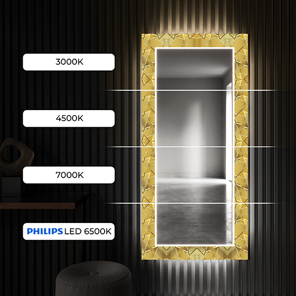 Just touch the switch to quickly and intuitively turn the LED backlight on or off in your decorative mirror!