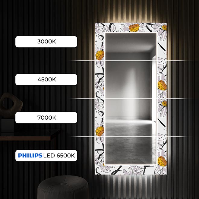 Just touch the switch to quickly and intuitively turn the LED backlight on or off in your decorative mirror!