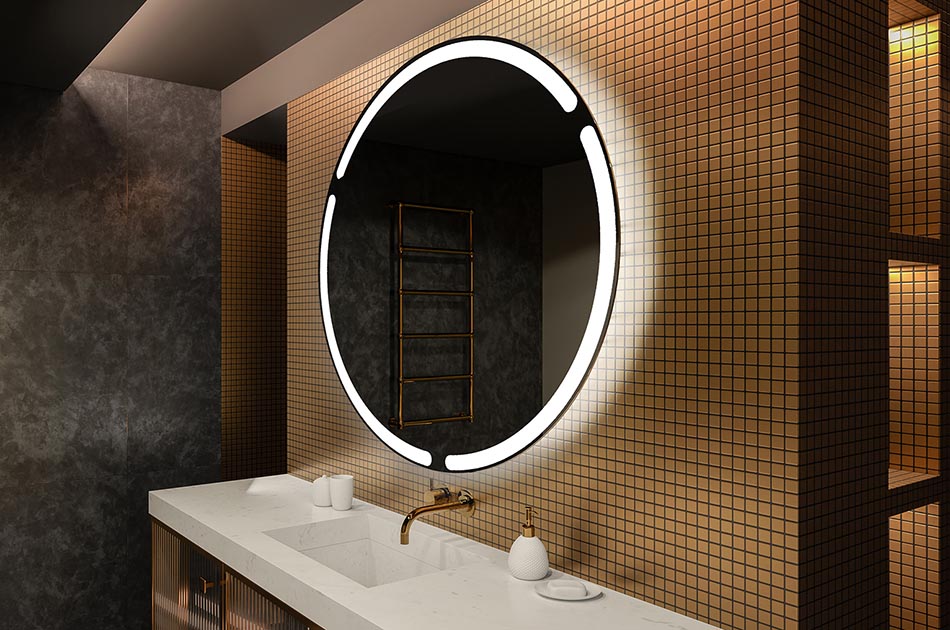 Ambient round LED mirror with warm light – decorative bathroom mirror | ARTFORMA
