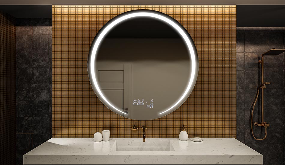 Circular premium mirror with uniform illumination – LED wall mirror | ARTFORMA