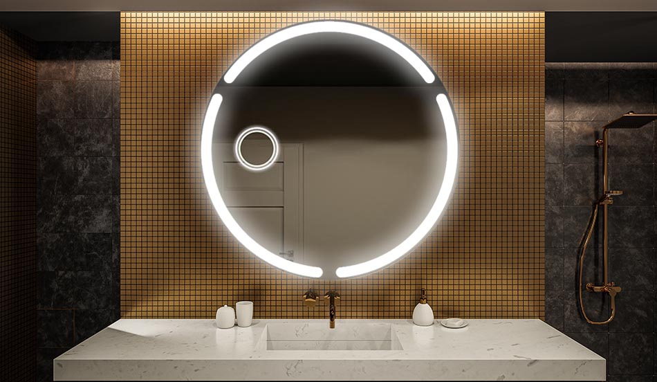 Circular premium mirror with uniform illumination – LED wall mirror | ARTFORMA