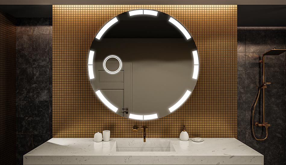 Circular premium mirror with uniform illumination – LED wall mirror | ARTFORMA