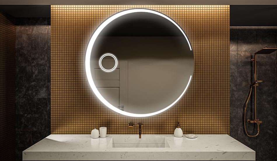 Circular premium mirror with uniform illumination – LED wall mirror | ARTFORMA