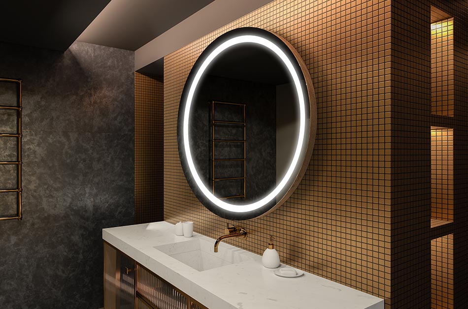 Backlit round mirror with minimalist design – modern mirror | ARTFORMA