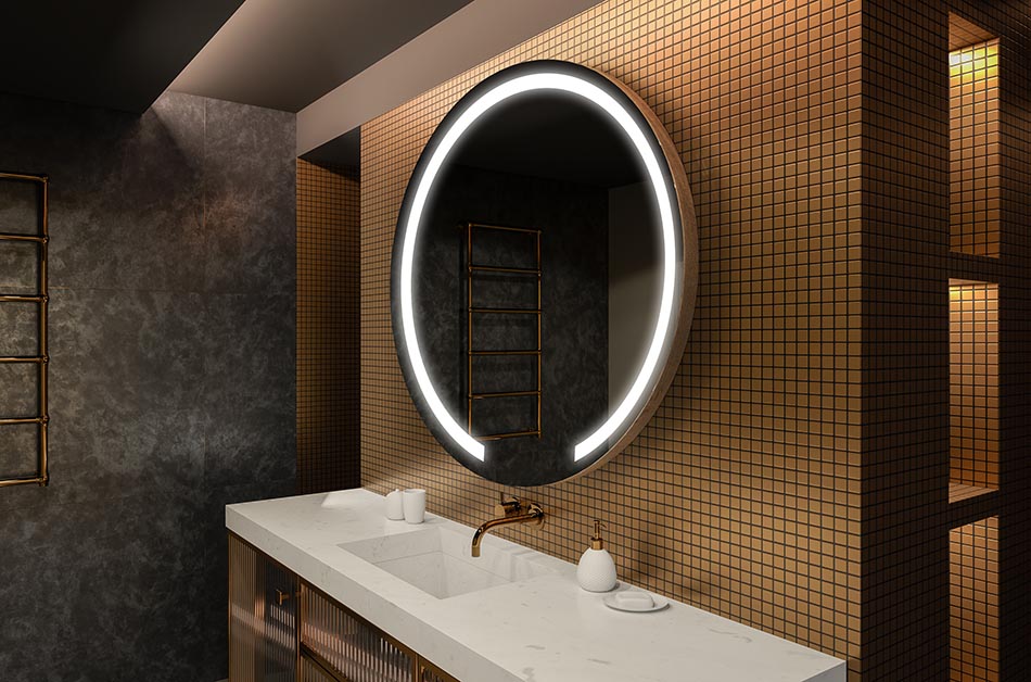 Backlit round mirror with minimalist design – modern mirror | ARTFORMA