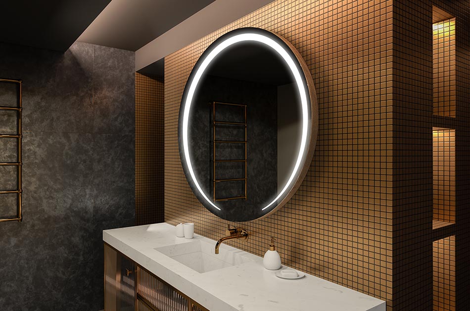 Backlit round mirror with minimalist design – modern mirror | ARTFORMA