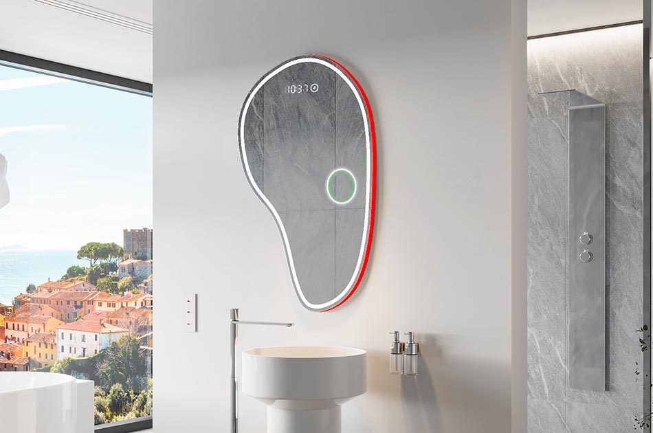 Decorative irregular LED mirror with ambient glow – premium wall mirror | ARTFORMA