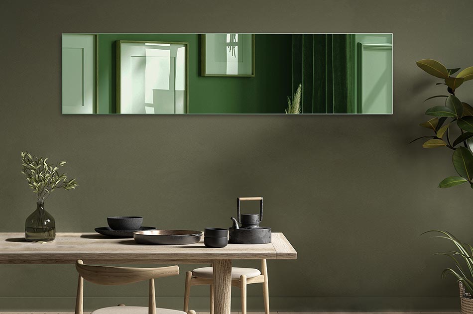 A mirror with a selectable surface colour is a functional and elegant addition that will match any interior. Choose the colour of the mirror surface to suit your individual needs and the style of the room. A variety of surface colours are available, including golden and iron gray. The mirror can be used in all rooms, such as the bathroom, bedroom, hallway or living room. Simple in terms of installation and daily maintenance.