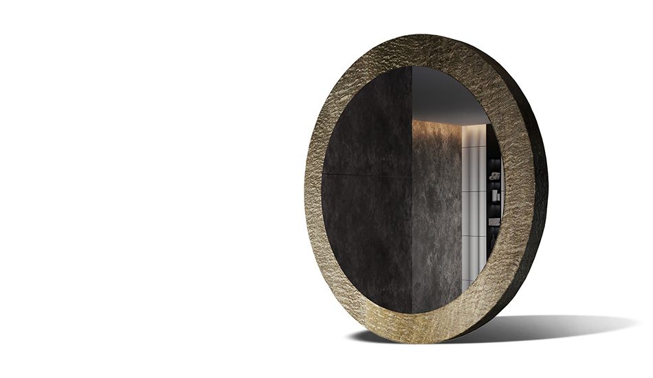 Mirror in a stone laminate frame. The power of nature