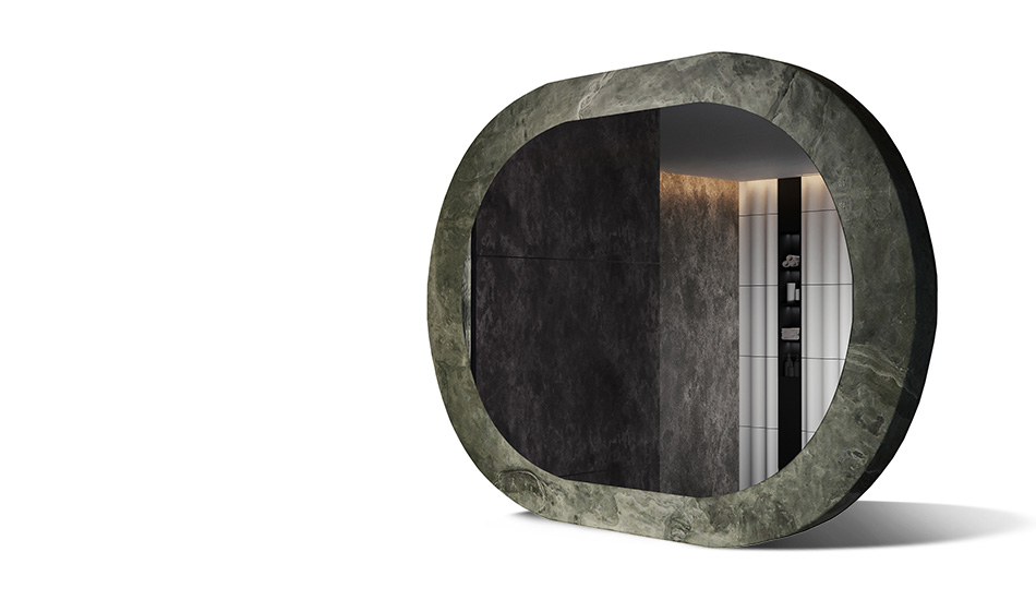 Mirror in a stone laminate frame. The power of nature