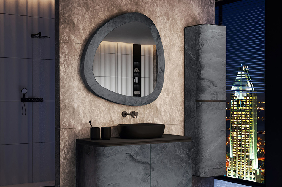 Mirror in a stone frame