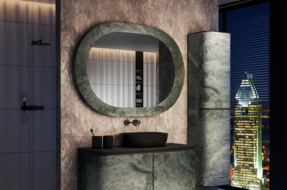 Mirror in a stone frame