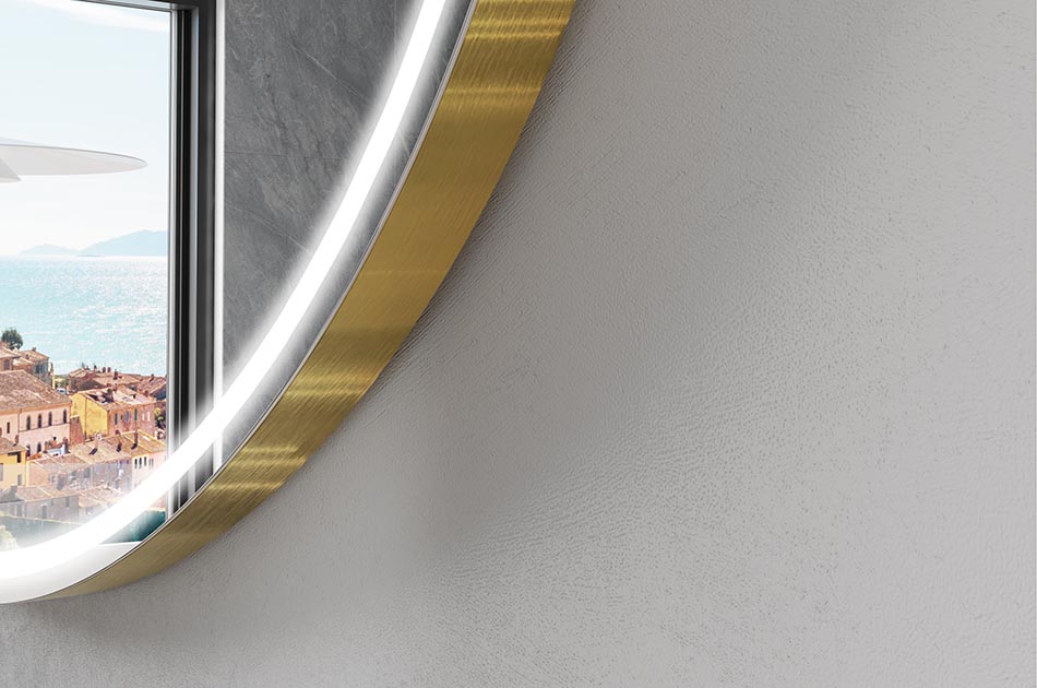 Irregular-shaped LED mirror with Bluetooth speaker – connected mirror | ARTFORMA