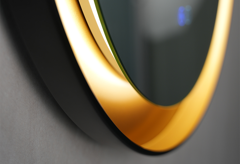 Mirror in a black metal frame