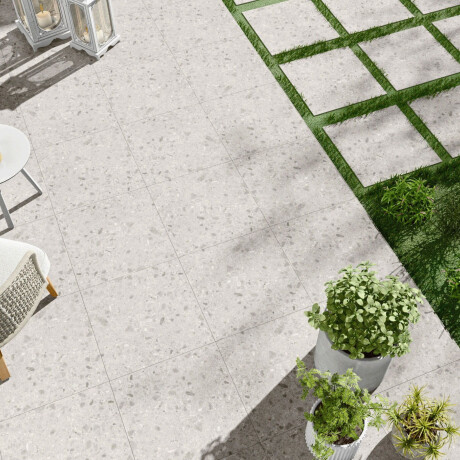 Tíleanna Porcailín Glónraithe 90x90 liath éadrom Eabharthar A4H145 Terrazzo #2
