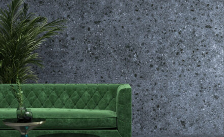 Tíleanna urláir chloiche poircealláin ghloinithe, 60x120, Anthracite neamhlonrach, ceartaithe, A4H98, Terrazzo