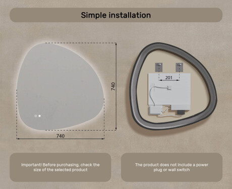 Irregular-shaped mirror with lighting, dual color, touch switch, heating mat #8