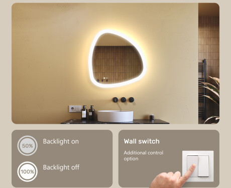 Irregular‑shaped mirror with lighting, dual color, touch switch, heating mat #4