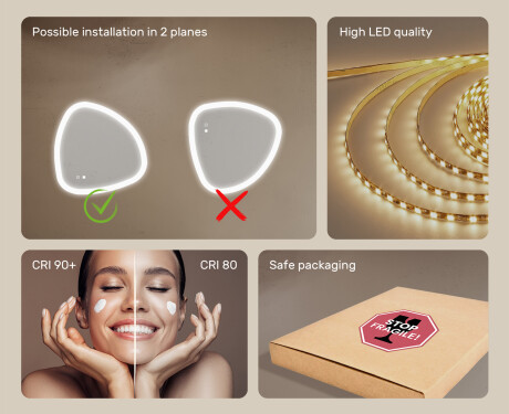 Irregular‑shaped mirror with lighting, dual color, touch switch, heating mat #6