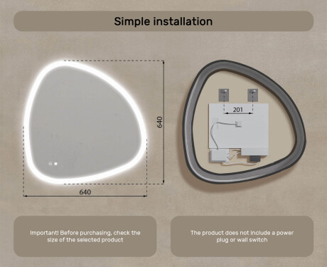 Irregular‑shaped mirror with lighting, dual color, touch switch, heating mat #8