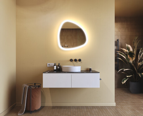 Irregular‑shaped mirror with lighting, dual color, touch switch, heating mat #9