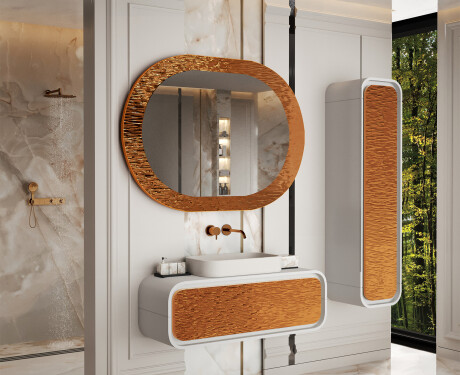 Bathroom mirror with elegant metal detailing L289