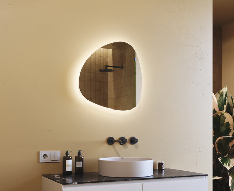 Irregular Mirror LED Lighted decorative design 54x54cm with cool LED color 7000K, warm color 3000K, or neutral color 4500K