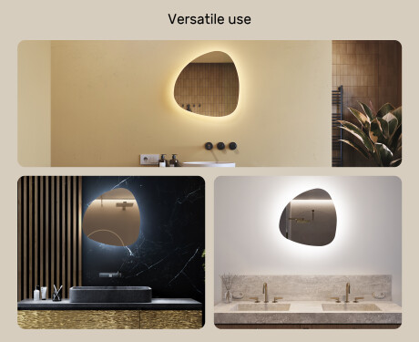 Irregular Mirror LED Lighted decorative design 54x54cm with cool LED color 7000K, warm color 3000K, or neutral color 4500K #2