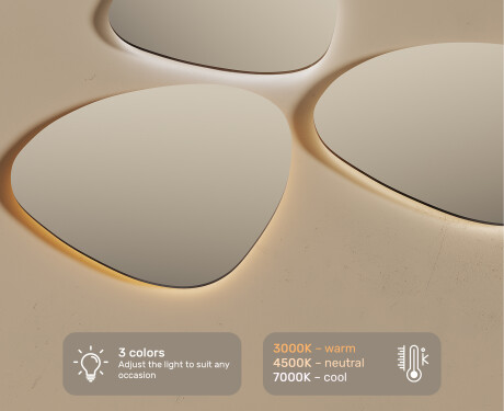 Irregular Mirror LED Lighted decorative design 54x54cm with cool LED color 7000K, warm color 3000K, or neutral color 4500K #3