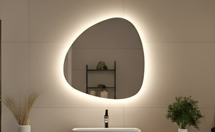 Irregular decorative LED illuminated mirror 54x54 cm with neutral light color 4500K