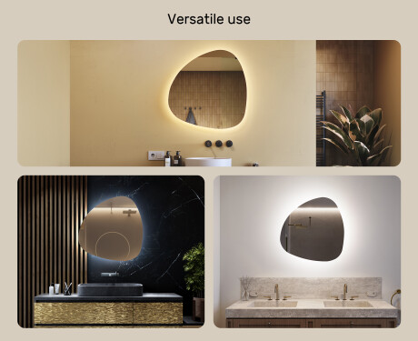 Irregular Mirror LED Lighted decorative design 74x74cm with cool LED color 7000K, warm color 3000K, or neutral color 4500K #2