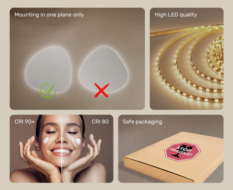 Irregular Mirror LED Lighted decorative design 74x74cm with cool LED color 7000K, warm color 3000K, or neutral color 4500K #5
