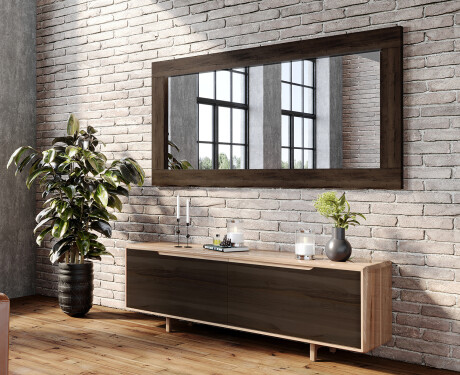 Oak wooden illuminated mirror with rectangular frame L224 #7