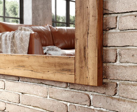 Oak wooden illuminated mirror with rectangular frame L224 #2