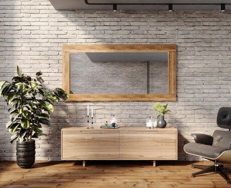 Oak wooden illuminated mirror with rectangular frame L224 #5
