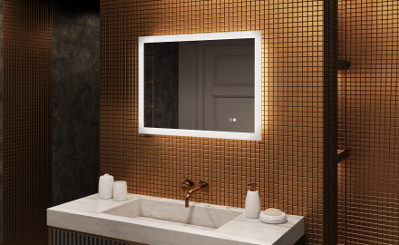 Rectangle bathroom mirror with LED lights  with Dual color, Touch Switch, Demister