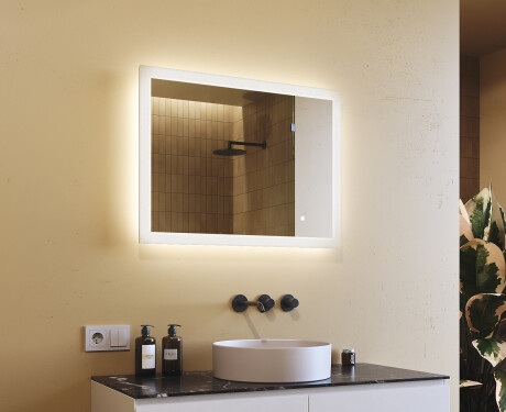 Rectangle bathroom mirror with LED lights  with Dual color, Touch Switch