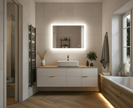 Rectangle bathroom mirror with LED lights  with Dual color, Touch Switch