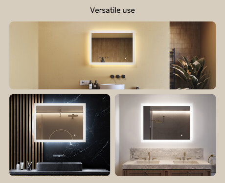 Rectangle bathroom mirror with LED lights  with Dual color, Touch Switch #2