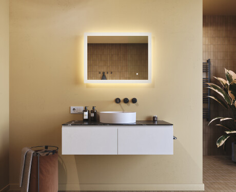 Rectangle bathroom mirror with LED lights  with Dual color, Touch Switch #8