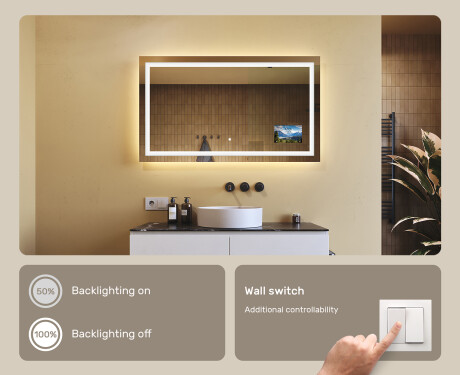 Designer Backlit LED Bathroom Mirror L15 120x80cm - SmartScreen, DualColor #6