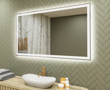 Designer Backlit LED Bathroom Mirror 120x70cm with cool LED color 7000K, warm color 3000K, or neutral color 4500K