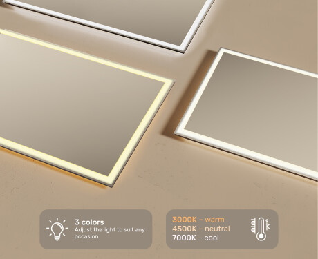 Designer Backlit LED Bathroom Mirror 120x70cm with cool LED color 7000K, warm color 3000K, or neutral color 4500K #3