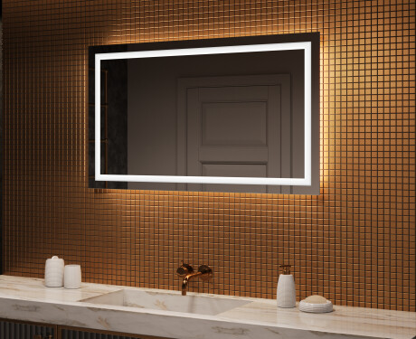 Designer Backlit LED Bathroom Mirror 120x70cm with cool LED color 7000K, warm color 3000K, or neutral color 4500K