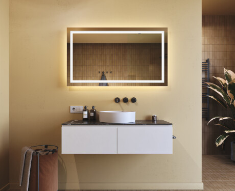 Designer Backlit LED Bathroom Mirror 120x70cm with cool LED color 7000K, warm color 3000K, or neutral color 4500K #8