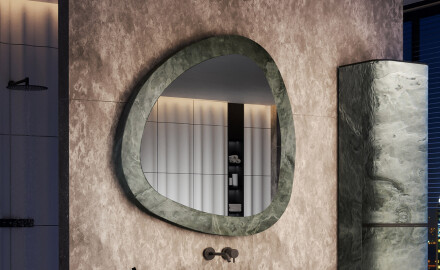 Irregular mirror with a natural stone frame L296