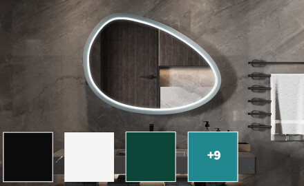 Asymmetrical LED mirror with a lacquered MDF frame L310